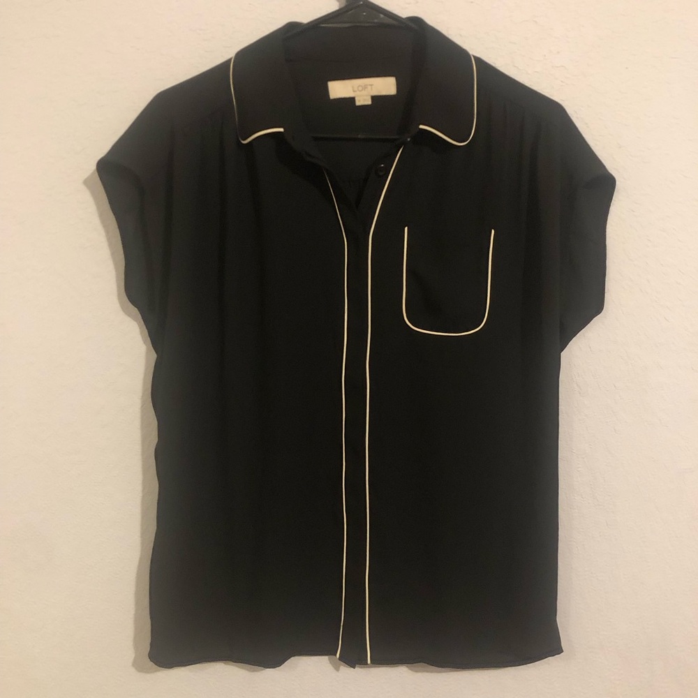 LOFT Black Sleep Pajama Top